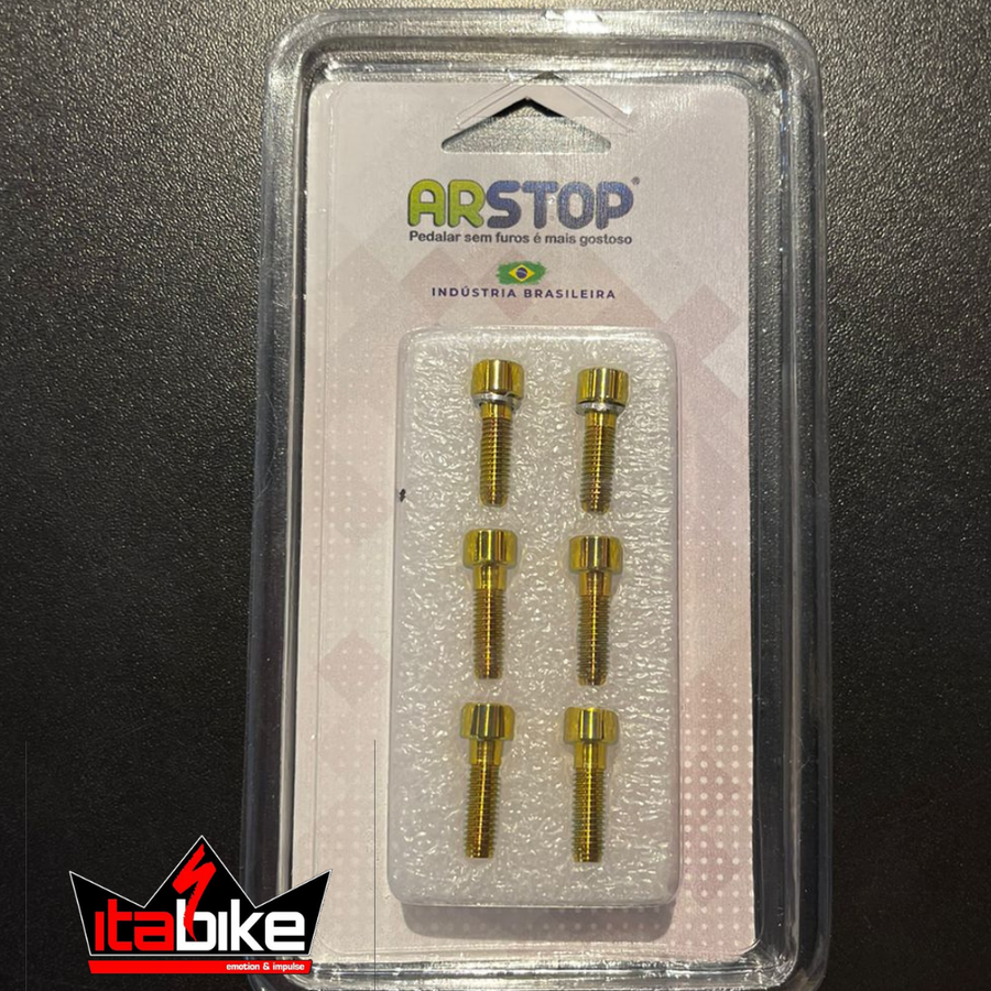 Parafuso em Titânio Para Avanço/Mesa e Guidão Gold (6 Parafusos)
