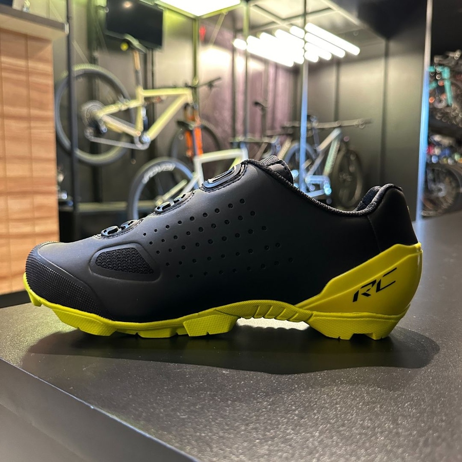 Sapatilha Scott RACING Carbon MTB Preta e Amarela Fluor