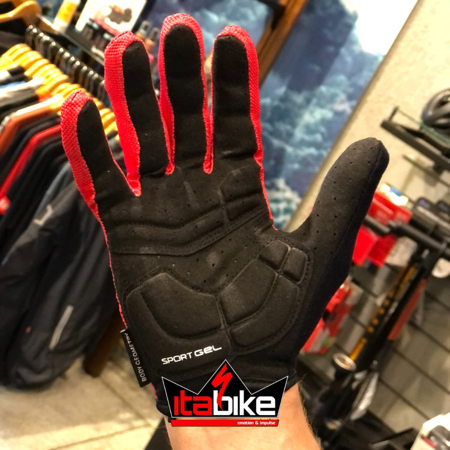 Luva Specialized Dedo Longo BG Sport Gel Masculina Vermelha