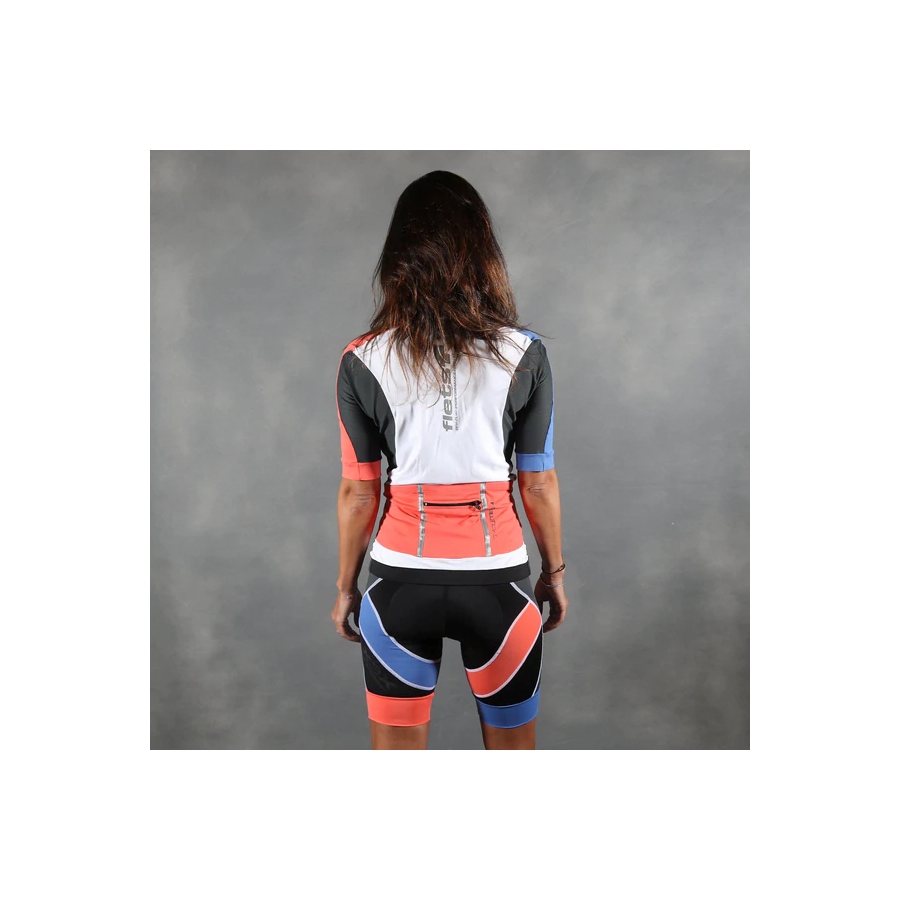 Camisa Flets Feminina Branca e Coral