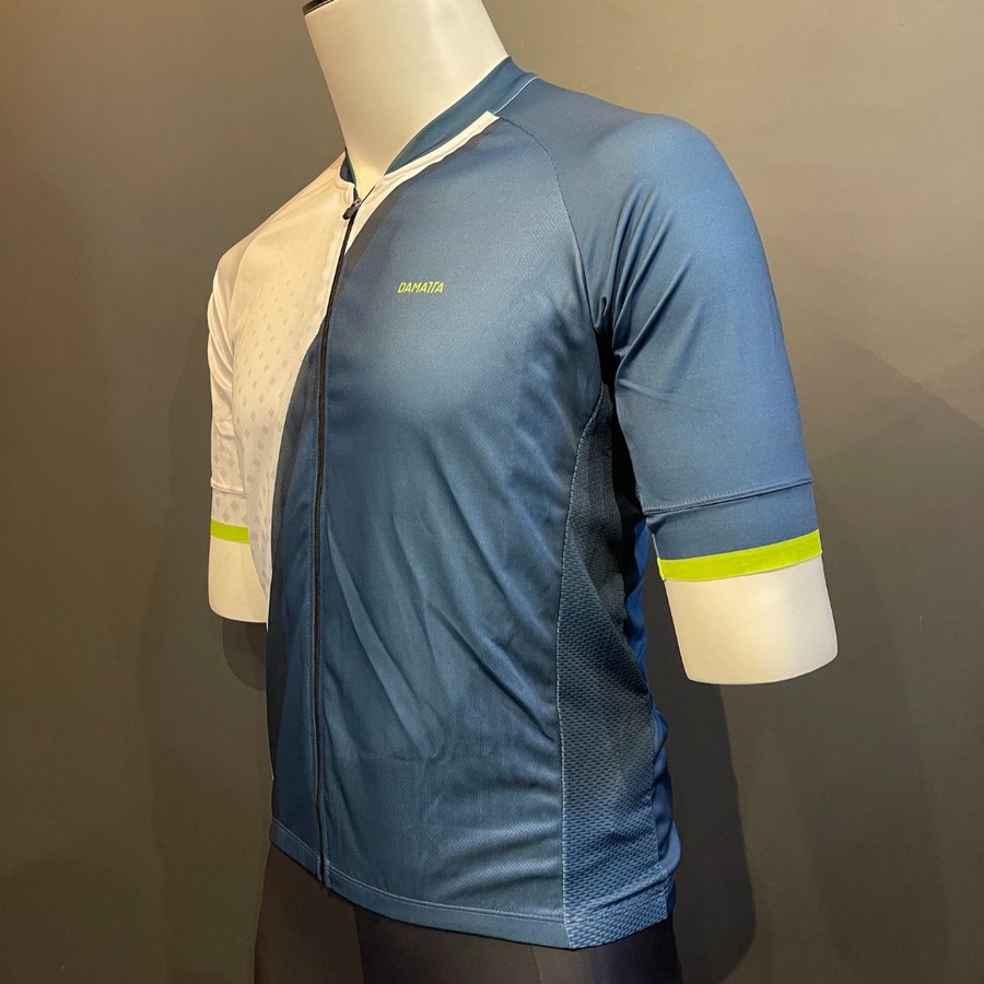 Camisa Damatta Bike Branca E Azul